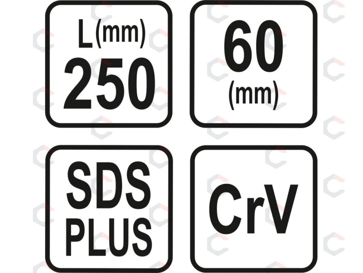 Platus plokščias kaltas betonui | SDS Plus | 60 x 14 x 250 mm (23594) 3 Platus plokščias kaltas betonui | SDS Plus | 60 x 14 x 250 mm (23594) 3