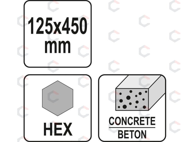 Kaltas plokščias | asfaltui ir betonui | 125 x 450 mm / HEX antgalis (YT-47372) 3 Kaltas plokščias | asfaltui ir betonui | 125 x 450 mm / HEX antgalis (YT-47372) 3