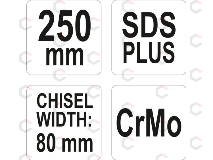 Kaltas plokščias | SDS PLUS/CrMo | Glazūrai ir tinkui | 80 mm plotis (YT-47212) 3 Kaltas plokščias | SDS PLUS/CrMo | Glazūrai ir tinkui | 80 mm plotis (YT-47212) 3