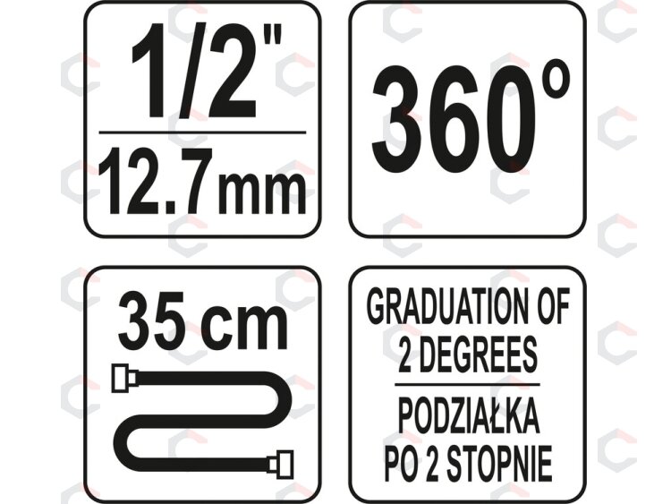 Kampinis matuoklis su magnetine ranka | 12,5 mm (1/2") (YT-05934) 4 Kampinis matuoklis su magnetine ranka | 12,5 mm (1/2") (YT-05934) 4