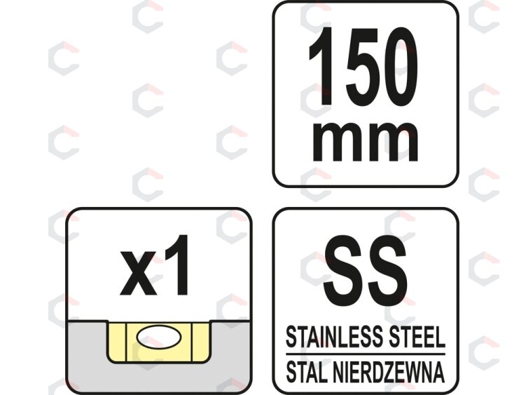 Kampainis su gulsčiuku | Nerūdijantis plienas | 150 mm (YT-70843) 3 Kampainis su gulsčiuku | Nerūdijantis plienas | 150 mm (YT-70843) 3