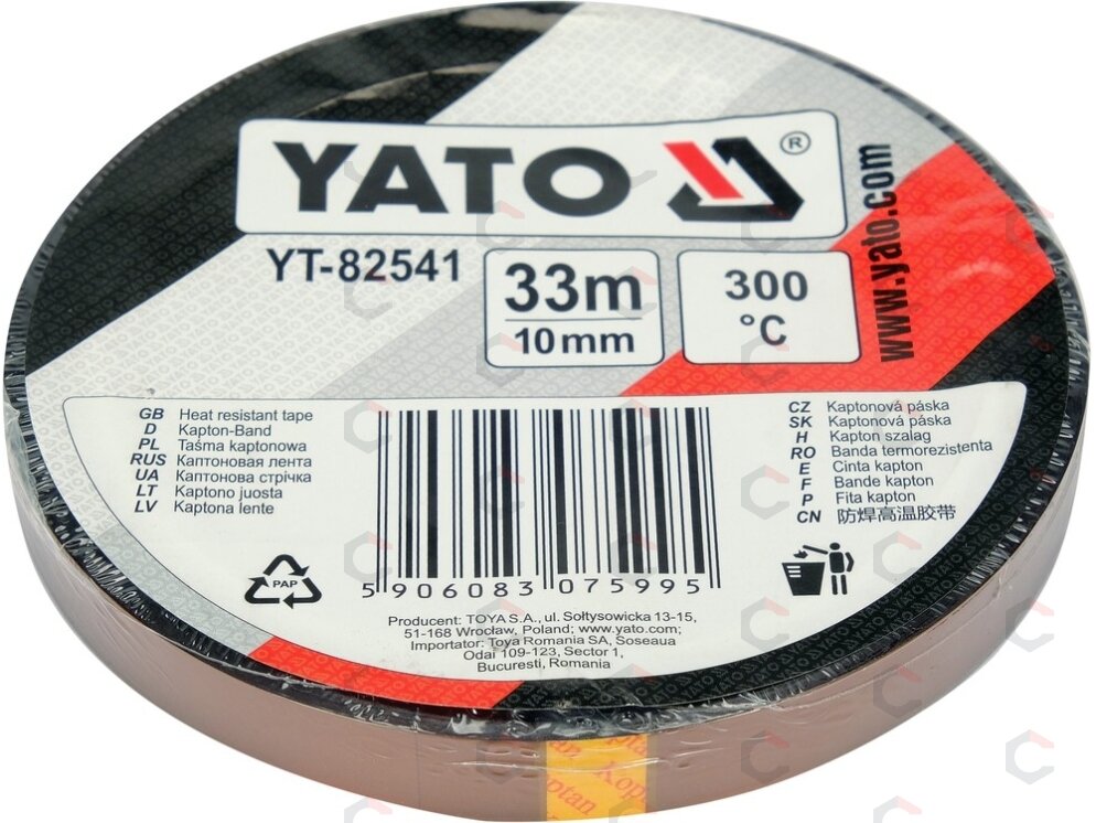 Kaptono izoliacinė juosta elektronikai | atspari karščiui | 10 mm x 33 m (YT-82541) 1 Kaptono izoliacinė juosta elektronikai | atspari karščiui | 10 mm x 33 m (YT-82541) 1