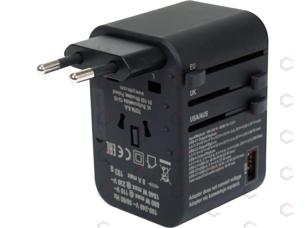 Universalus kelioninis adapteris | USB-A ir USB-C | 65 W (YT-81303) 2