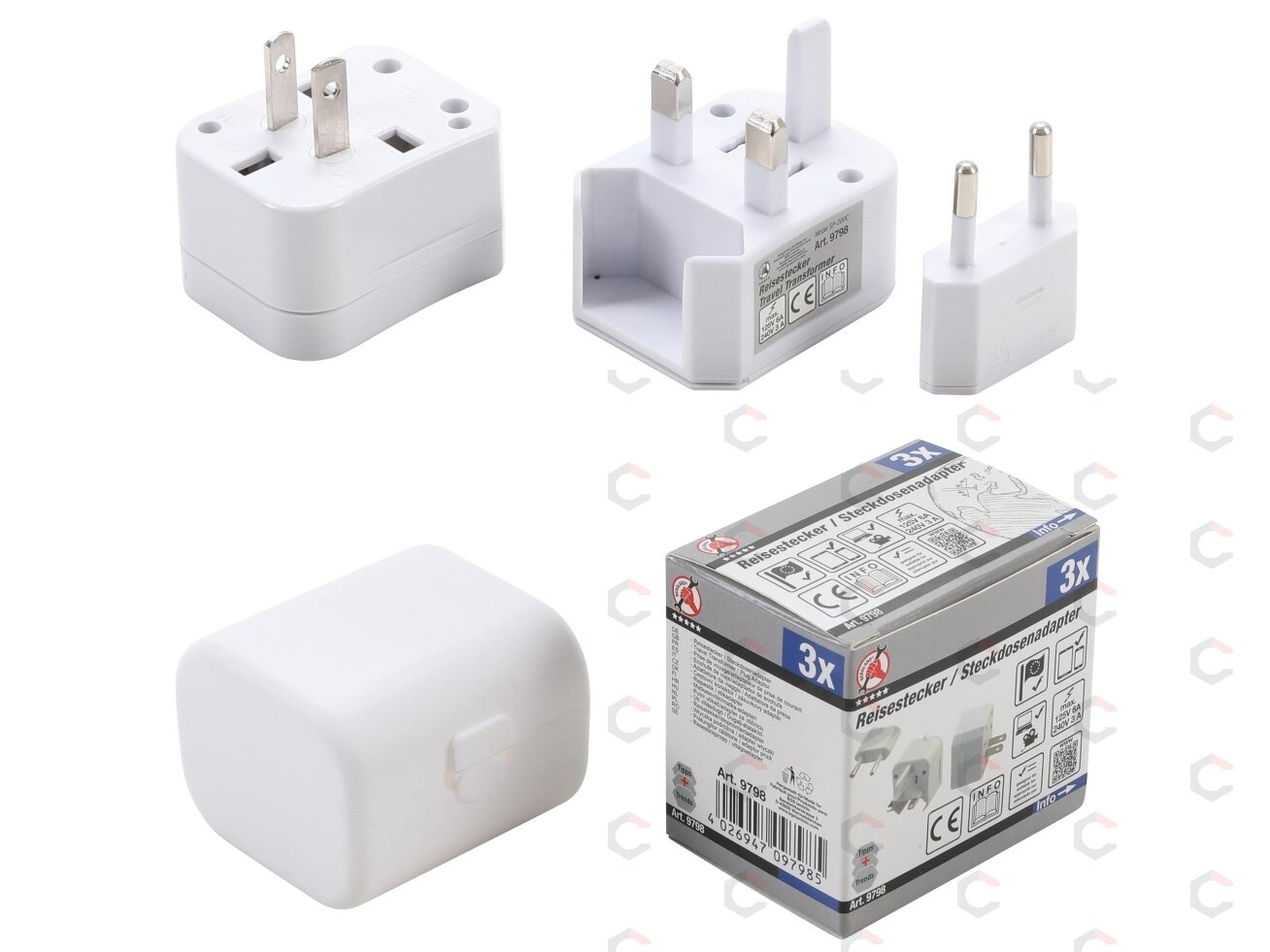 Kelioniniai kištukiniai adapteriai | 3 vnt. (9798) Kelioniniai kištukiniai adapteriai | 3 vnt. (9798)