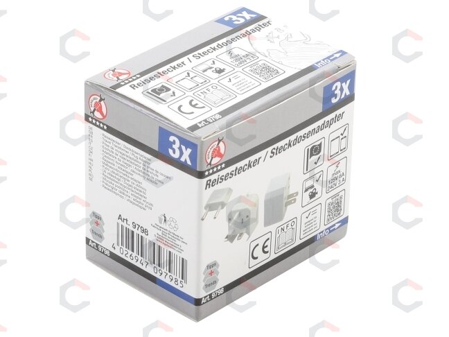 Kelioniniai kištukiniai adapteriai | 3 vnt. (9798) 8 Kelioniniai kištukiniai adapteriai | 3 vnt. (9798) 8