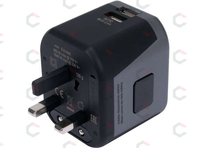 Kelionininis adapteris | universalus | daugiau nei 150 šalių | su 2 X USB 5V / 2.4A Įkrovikliu (YT-81301) 3 Kelionininis adapteris | universalus | daugiau nei 150 šalių | su 2 X USB 5V / 2.4A Įkrovikliu (YT-81301) 3