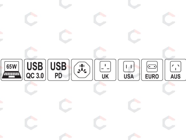 Universalus kelioninis adapteris | USB-A ir USB-C | 65 W (YT-81303) 10 Universalus kelioninis adapteris | USB-A ir USB-C | 65 W (YT-81303) 10