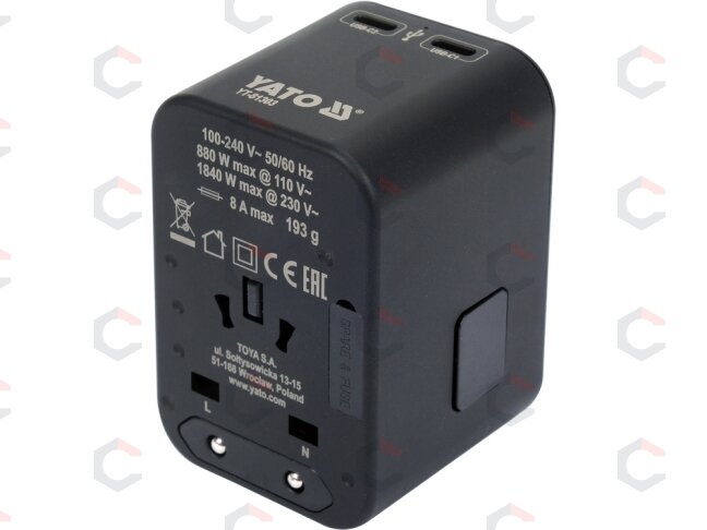 Universalus kelioninis adapteris | USB-A ir USB-C | 65 W (YT-81303) Universalus kelioninis adapteris | USB-A ir USB-C | 65 W (YT-81303)