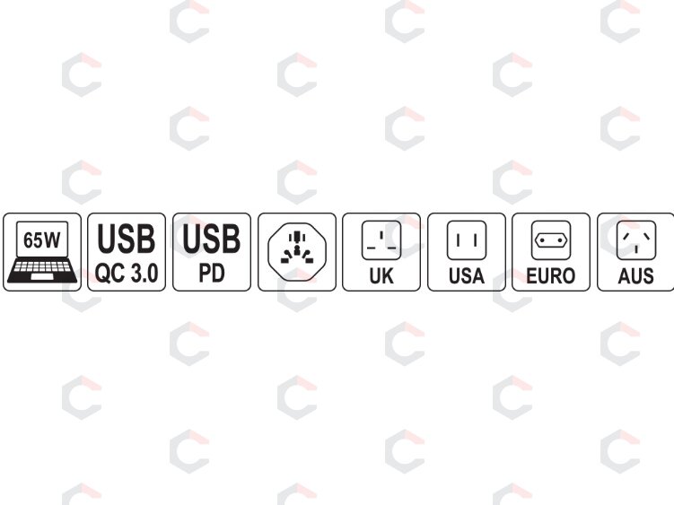Universalus kelioninis adapteris | USB-A ir USB-C | 65 W (YT-81303) 10 Universalus kelioninis adapteris | USB-A ir USB-C | 65 W (YT-81303) 10