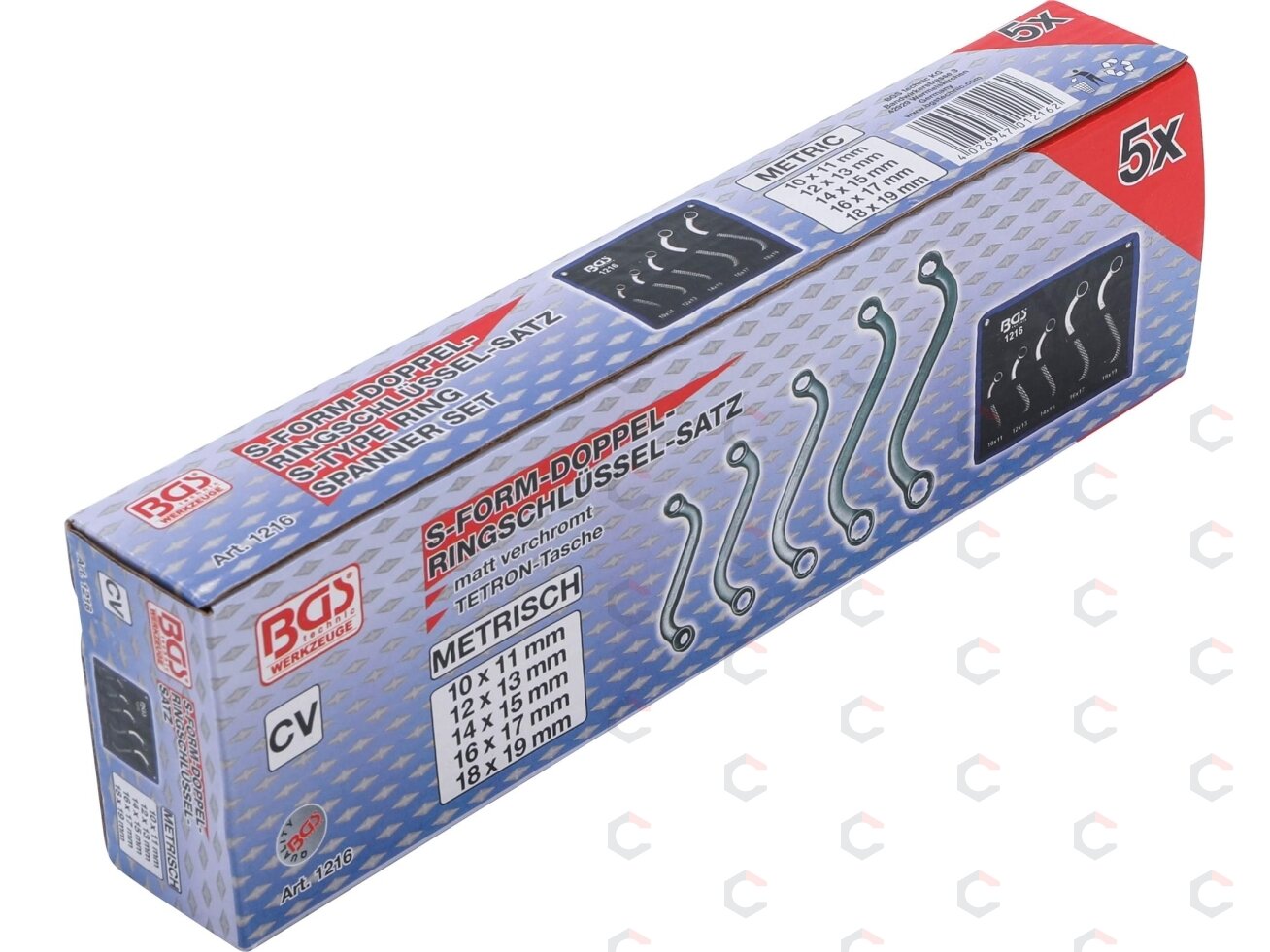 Kilpinių raktų komplektas | S-tipas | 10x11 - 18x19 mm | 5 vnt. (1216) 3
