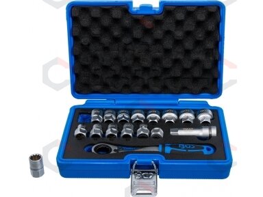 Kiauryminių galvučių rinkinys | Gear Lock | 10–24 mm | 72 dantų | 17 vnt. (74712)
