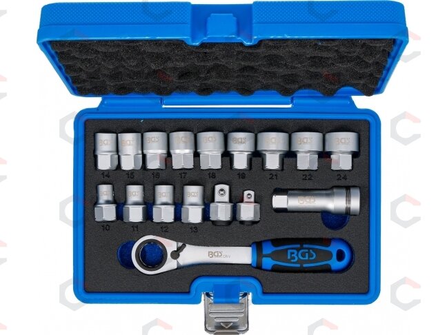 Kiauryminių galvučių rinkinys | Gear Lock | 10–24 mm | 72 dantų | 17 vnt. (74712) 5 Kiauryminių galvučių rinkinys | Gear Lock | 10–24 mm | 72 dantų | 17 vnt. (74712) 5