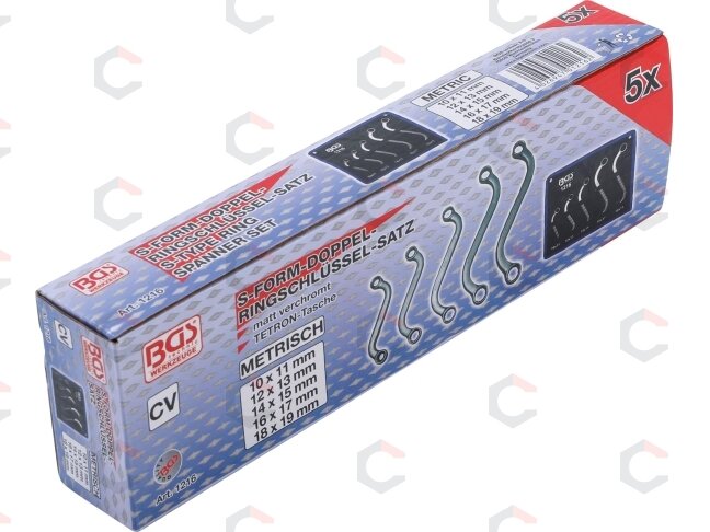 Kilpinių raktų komplektas | S-tipas | 10x11 - 18x19 mm | 5 vnt. (1216) 3 Kilpinių raktų komplektas | S-tipas | 10x11 - 18x19 mm | 5 vnt. (1216) 3