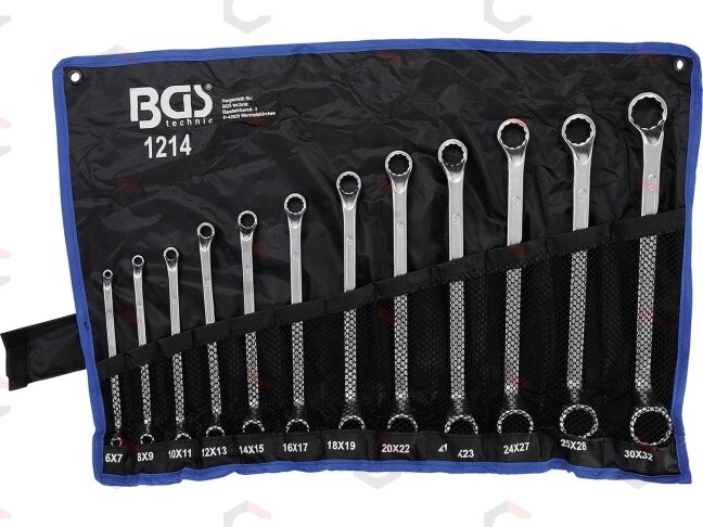 Kilpinių raktų rinkinys | lenkti galai | 6x7 - 30x32 mm | 12 vnt. (1214) 4 Kilpinių raktų rinkinys | lenkti galai | 6x7 - 30x32 mm | 12 vnt. (1214) 4