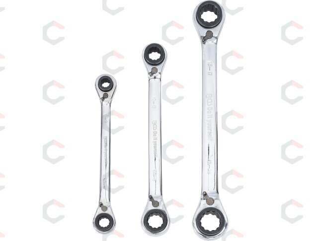 Kilpinių terkšlinių raktų rinkinys | su reversu | 4 viename | 8 x 9 - 18 x 19 mm (6837) 2