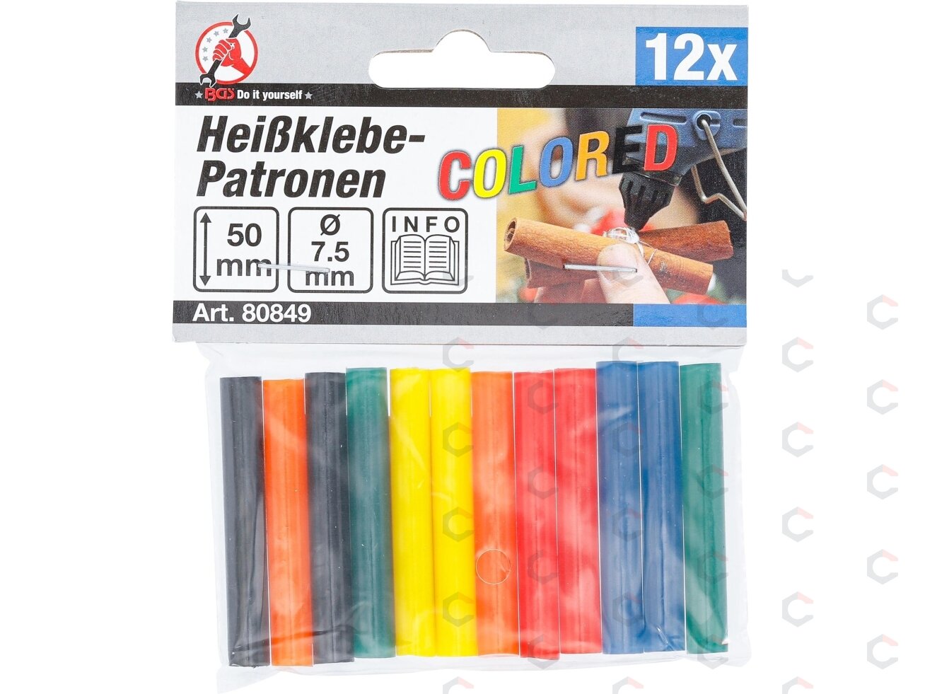 Klijų lazdelės | spalvotos | Ø 7,5 mm, 50 mm | 12 vnt. (80849) 1 Klijų lazdelės | spalvotos | Ø 7,5 mm, 50 mm | 12 vnt. (80849) 1