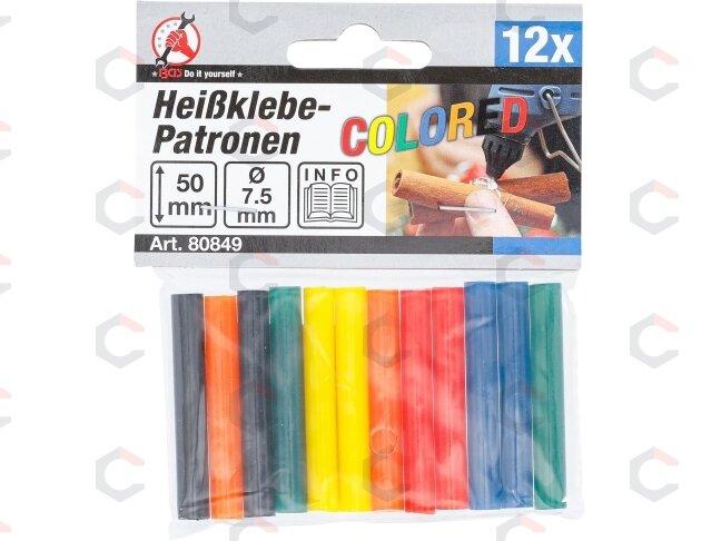 Klijų lazdelės | spalvotos | Ø 7,5 mm, 50 mm | 12 vnt. (80849) 1 Klijų lazdelės | spalvotos | Ø 7,5 mm, 50 mm | 12 vnt. (80849) 1