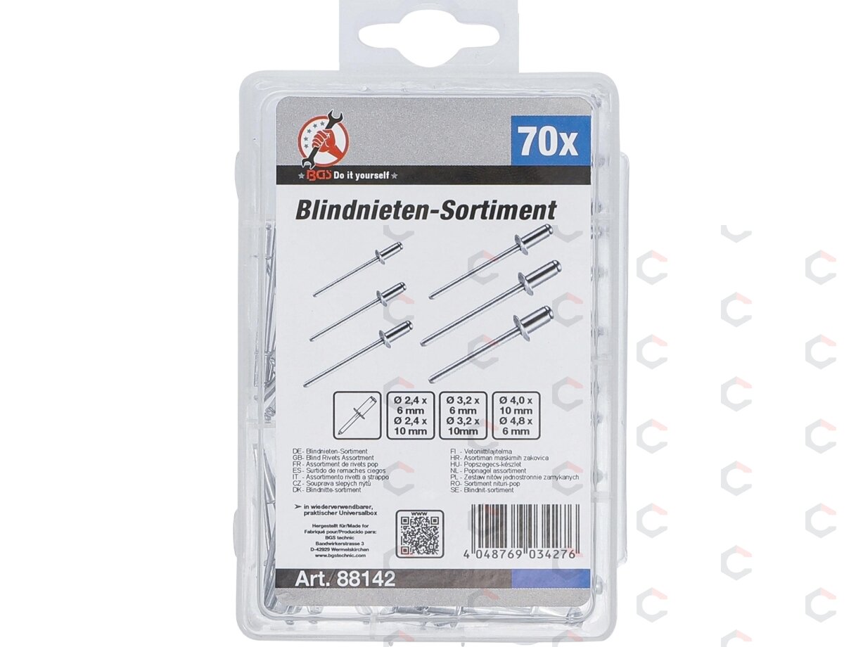 Kniedžių asortimentas | Ø 2.4-4.8 mm | 70 vnt. (88142) 2 Kniedžių asortimentas | Ø 2.4-4.8 mm | 70 vnt. (88142) 2