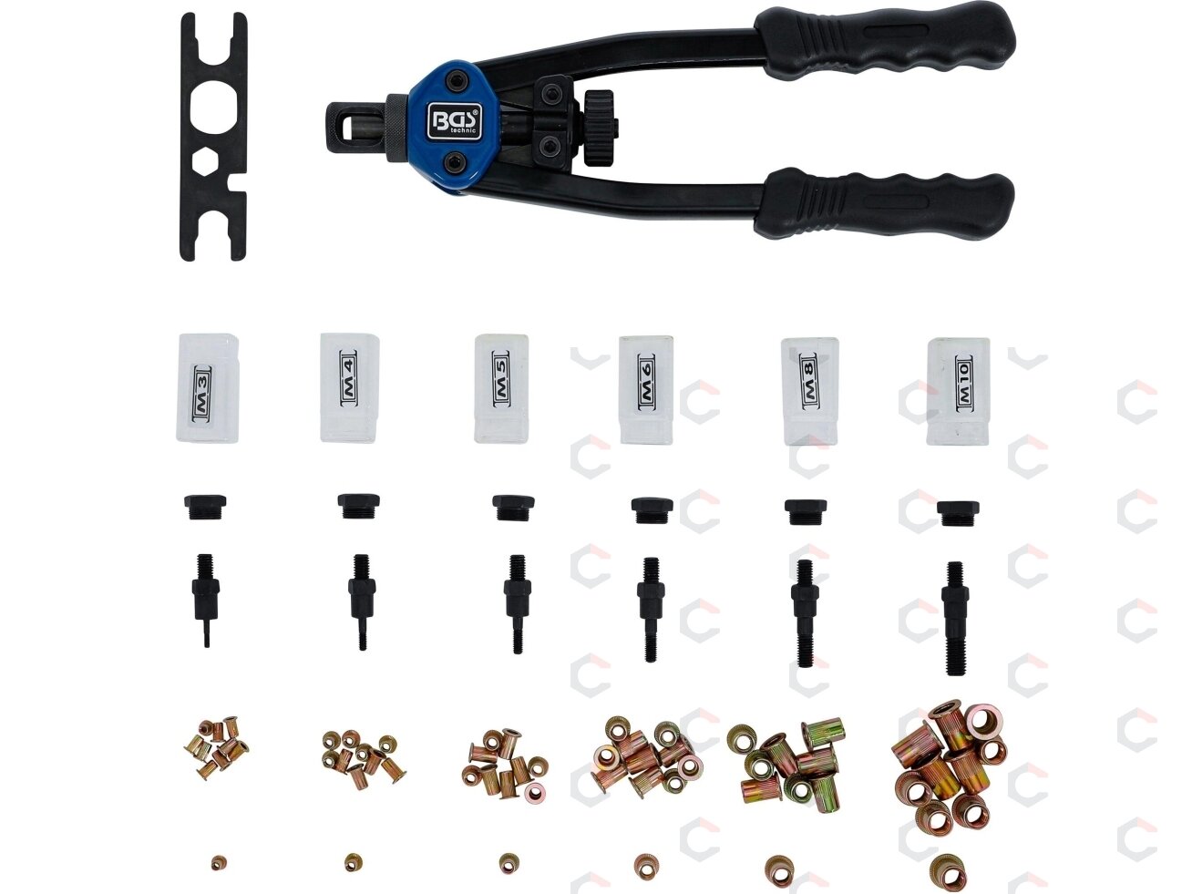 Kniediklis srieginėms kniedėms PRO | M3–M10 rinkinys | 68 vnt. (408) 7 Kniediklis srieginėms kniedėms PRO | M3–M10 rinkinys | 68 vnt. (408) 7