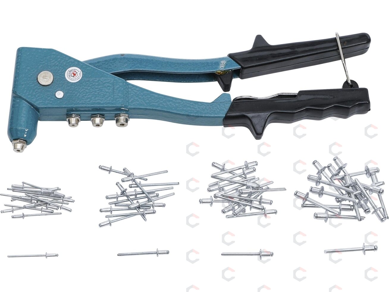 Kniediklis su kniedžių rinkiniu | 2.4 / 3.2 / 4.0 / 4.8 mm | 60 vnt (401) 2 Kniediklis su kniedžių rinkiniu | 2.4 / 3.2 / 4.0 / 4.8 mm | 60 vnt (401) 2