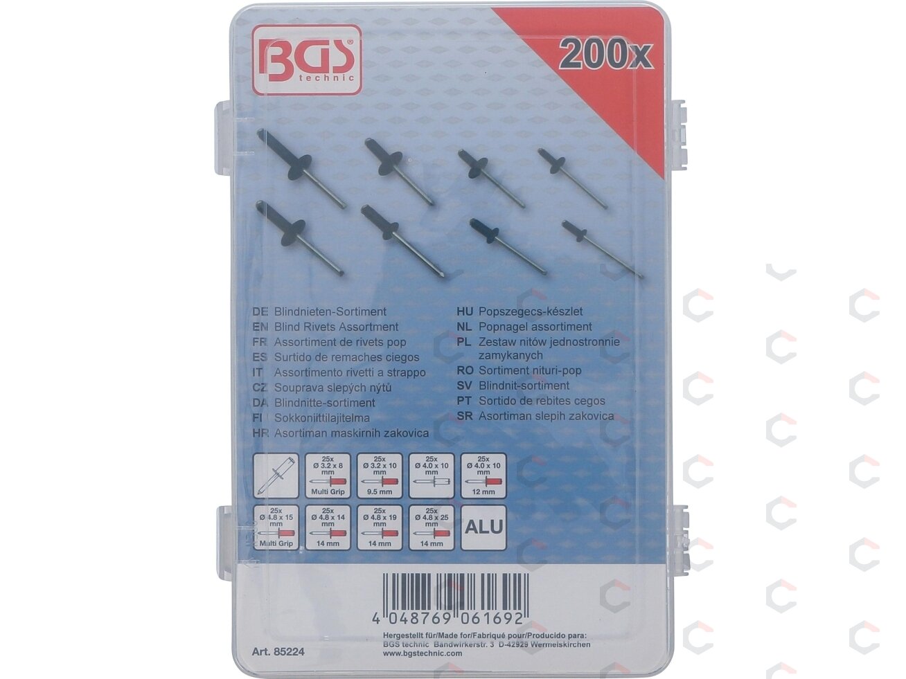 Kniedžių asortimentas | juodos | Aliuminis | Ø 3.2 - 4.8 mm | 200 vnt. (85224) 2 Kniedžių asortimentas | juodos | Aliuminis | Ø 3.2 - 4.8 mm | 200 vnt. (85224) 2