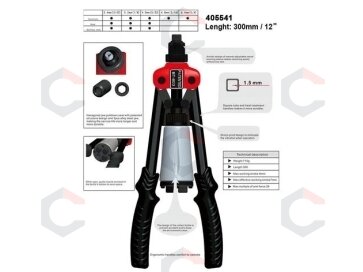 Kniediklis | 2,4-6,4 mm kniedėms | 330 mm (M49575) 2 Kniediklis | 2,4-6,4 mm kniedėms | 330 mm (M49575) 2