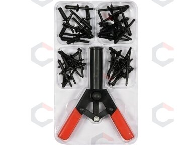 Kniediklis plastikinėms kniedėms su rinkiniu | 41 vnt. (YT-35970) Kniediklis plastikinėms kniedėms su rinkiniu | 41 vnt. (YT-35970)
