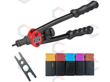Kniediklis srieginėms kniedėms | su rinkiniu | M3, M4, M5, M6, M8 /300 mm (BT-606)