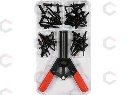 Kniediklis plastikinėms kniedėms su rinkiniu | 41 vnt. (YT-35970) Kniediklis plastikinėms kniedėms su rinkiniu | 41 vnt. (YT-35970)