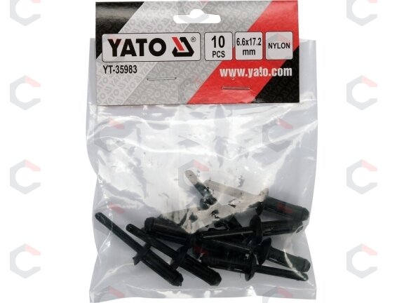 Kniedės plastikinės | 6.6 x 17.2 mm | 10 vnt. (YT-35983) 2 Kniedės plastikinės | 6.6 x 17.2 mm | 10 vnt. (YT-35983) 2