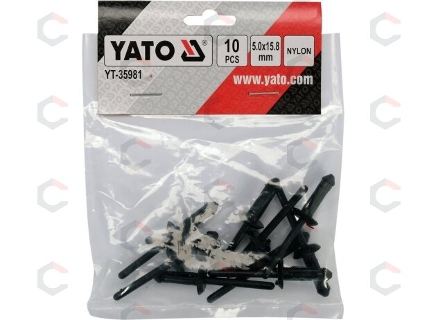 Kniedės plastikinės | 5,0 x 15,8 mm | 10 vnt. (YT-35981) 2 Kniedės plastikinės | 5,0 x 15,8 mm | 10 vnt. (YT-35981) 2