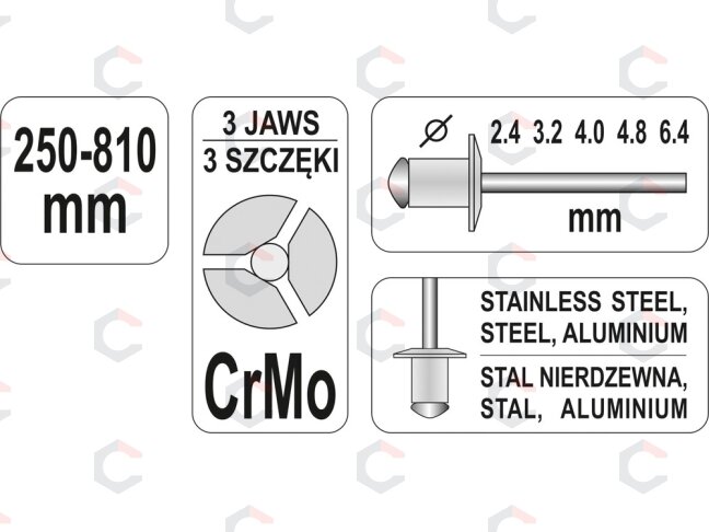 Kniediklis | Armonika | 2,4/3.2/4.0/4.8/6.4 mm (YT-36060) 4