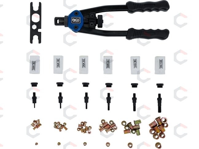Kniediklis srieginėms kniedėms PRO | M3–M10 rinkinys | 68 vnt. (408) 7 Kniediklis srieginėms kniedėms PRO | M3–M10 rinkinys | 68 vnt. (408) 7