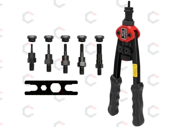 Srieginis kniediklis su kniedžių rinkiniu | M5–M12 | 330 mm | 50 vnt. (M49570) 4 Srieginis kniediklis su kniedžių rinkiniu | M5–M12 | 330 mm | 50 vnt. (M49570) 4