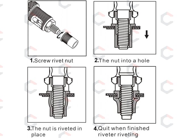 Srieginis kniediklis su kniedžių rinkiniu | M5–M12 | 330 mm | 50 vnt. (M49570) 6 Srieginis kniediklis su kniedžių rinkiniu | M5–M12 | 330 mm | 50 vnt. (M49570) 6