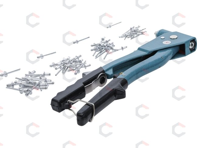 Kniediklis su kniedžių rinkiniu | 2.4 / 3.2 / 4.0 / 4.8 mm | 60 vnt (401) 1 Kniediklis su kniedžių rinkiniu | 2.4 / 3.2 / 4.0 / 4.8 mm | 60 vnt (401) 1