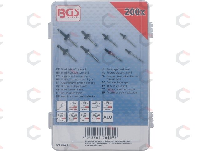 Kniedžių asortimentas | juodos | Aliuminis | Ø 3.2 - 4.8 mm | 200 vnt. (85224) 2 Kniedžių asortimentas | juodos | Aliuminis | Ø 3.2 - 4.8 mm | 200 vnt. (85224) 2