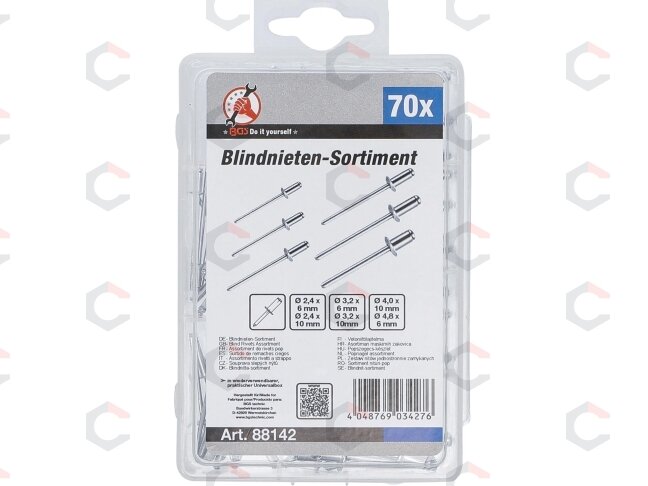 Kniedžių asortimentas | Ø 2.4-4.8 mm | 70 vnt. (88142) 2 Kniedžių asortimentas | Ø 2.4-4.8 mm | 70 vnt. (88142) 2
