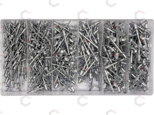 Kniedžių rinkinys dėžutėje | aliumininės aklios kniedės mix | Ø 2,4–4,8 mm | 400 vnt. (YT-36420) 1 Kniedžių rinkinys dėžutėje | aliumininės aklios kniedės mix | Ø 2,4–4,8 mm | 400 vnt. (YT-36420) 1