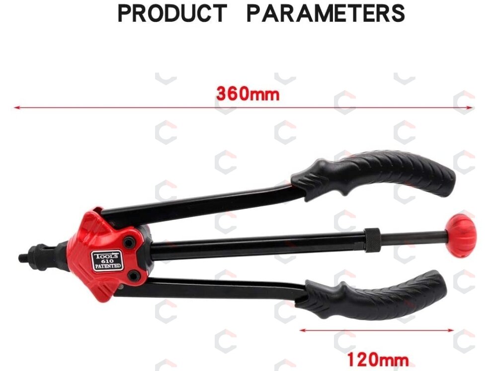 Kniediklis srieginėms kniedėms | su rinkiniu | M3-M12 | 360 mm (BT-608) 2 Kniediklis srieginėms kniedėms | su rinkiniu | M3-M12 | 360 mm (BT-608) 2