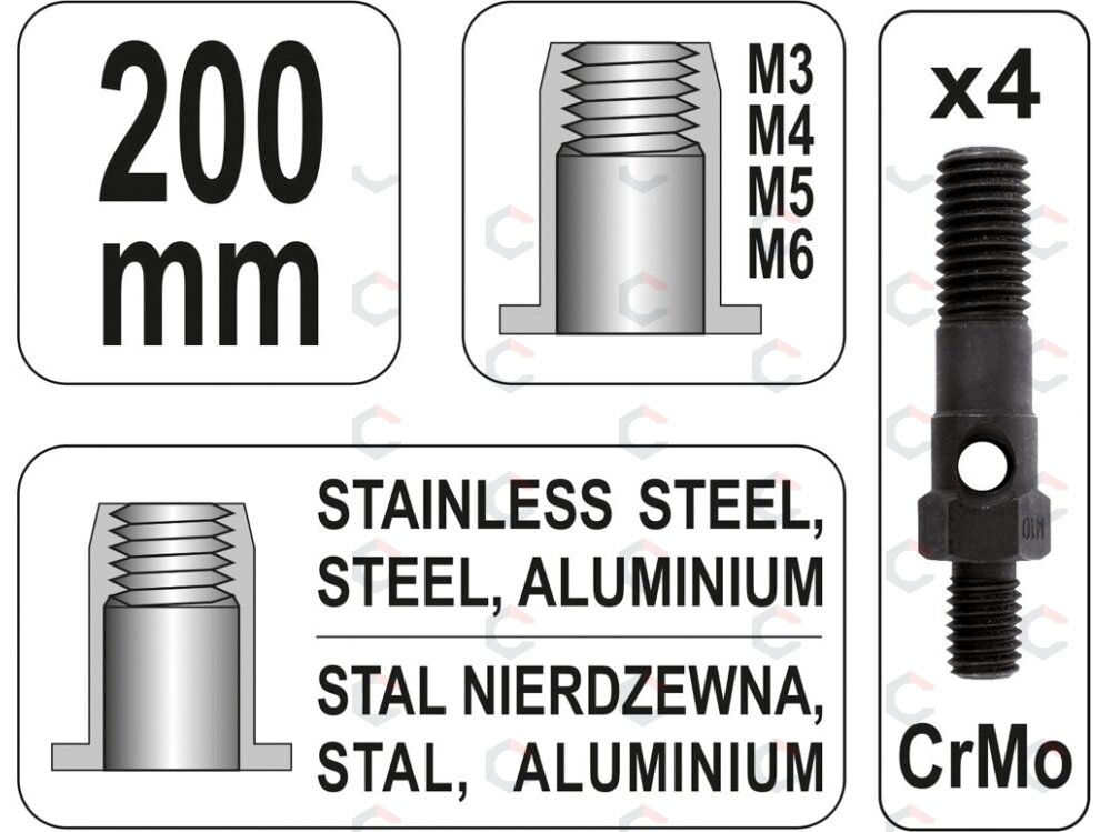 Kniediklis srieginėms kniedėms | M3/M4/M5/M6 (YT-36140) 3 Kniediklis srieginėms kniedėms | M3/M4/M5/M6 (YT-36140) 3