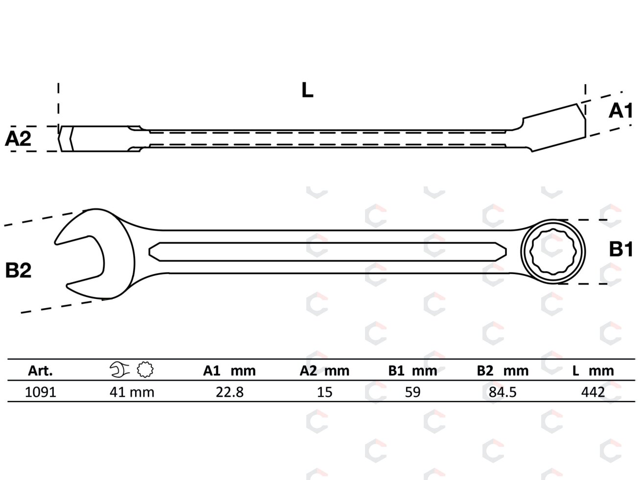 Kombinuotas raktas | 41 mm (1091) 3 Kombinuotas raktas | 41 mm (1091) 3