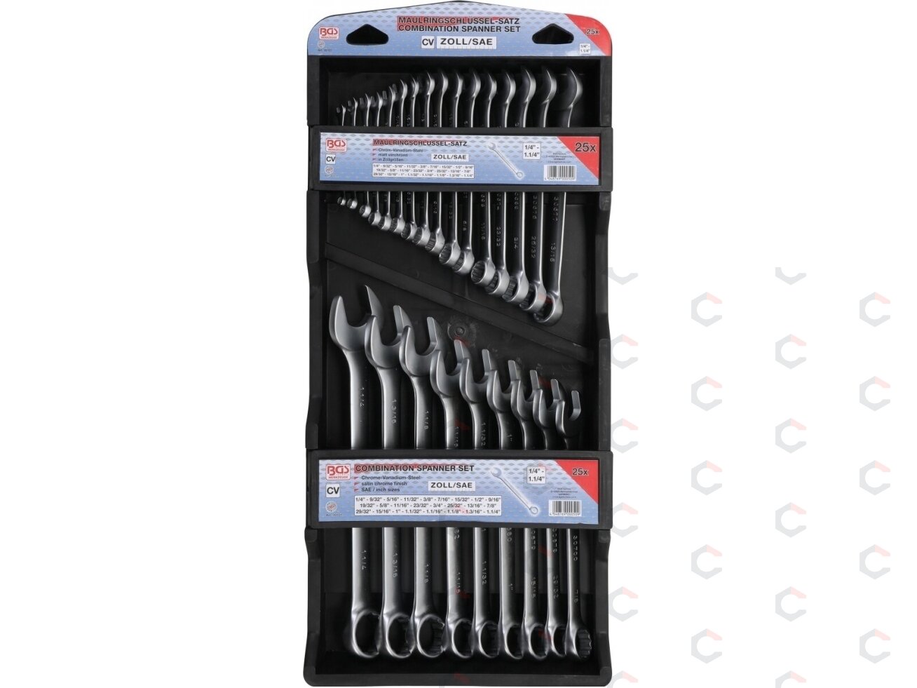 Kombinuotų raktų rinkinys | Coliniai dydžiai | 1/4 "- 1.1/4" | 25 vnt. (30101)