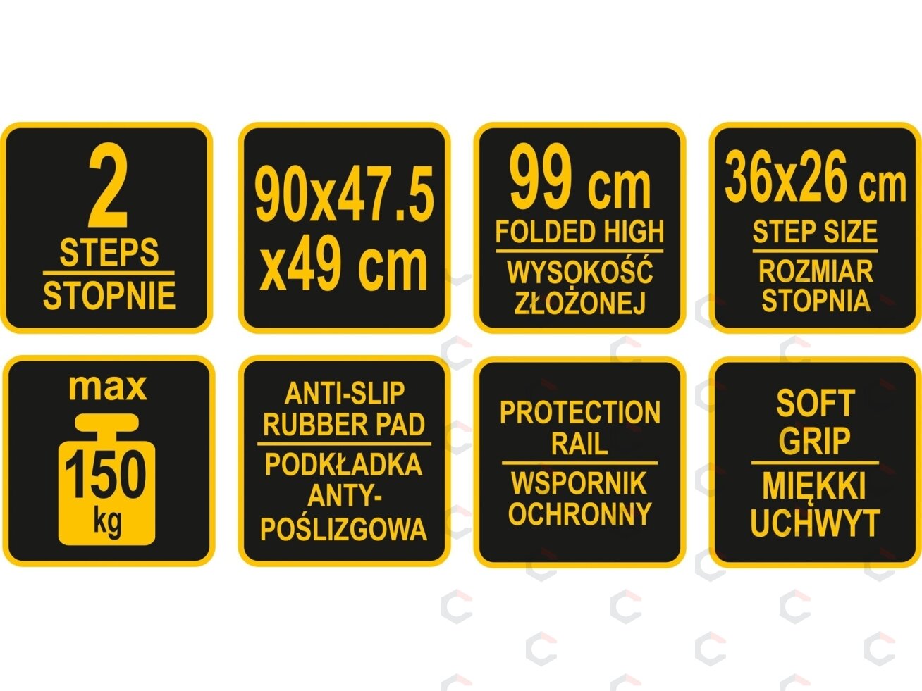Kopėčios sudedamos | 2 laipteliai | iki 150 kg (17730) 8 Kopėčios sudedamos | 2 laipteliai | iki 150 kg (17730) 8