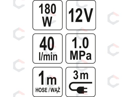 Kompresorius automobilinis | su Led lempa | 12V / 180W (YT-73460) 6