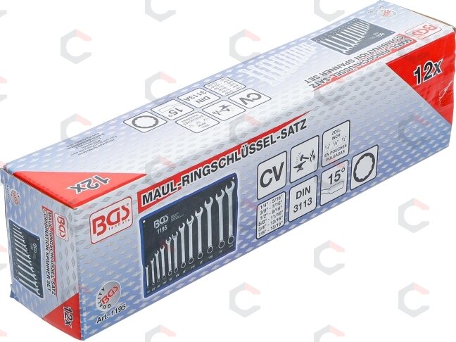 Kombinuotų raktų rinkinys | Coliniai dydžiai | 1/4 "- 15/16" | 12 vnt. (1195) 8 Kombinuotų raktų rinkinys | Coliniai dydžiai | 1/4 "- 15/16" | 12 vnt. (1195) 8