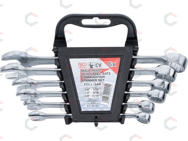 Kombinuotų raktų rinkinys | Coliniai dydžiai | 3/8 "- 11/16" | 6 vnt. (32100) 1 Kombinuotų raktų rinkinys | Coliniai dydžiai | 3/8 "- 11/16" | 6 vnt. (32100) 1