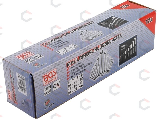 Kombinuotų raktų rinkinys | lenkti galai | 6 - 22 mm | 12 vnt. (30301) 1 Kombinuotų raktų rinkinys | lenkti galai | 6 - 22 mm | 12 vnt. (30301) 1