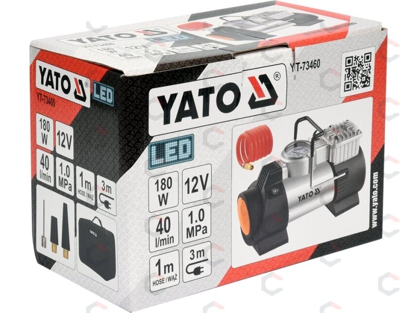 Kompresorius automobilinis | su Led lempa | 12V / 180W (YT-73460) 3