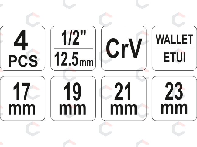 Sulankstomas kryžminis ratų raktas | 17–23 mm | dėkle (YT-08035) 6 Sulankstomas kryžminis ratų raktas | 17–23 mm | dėkle (YT-08035) 6